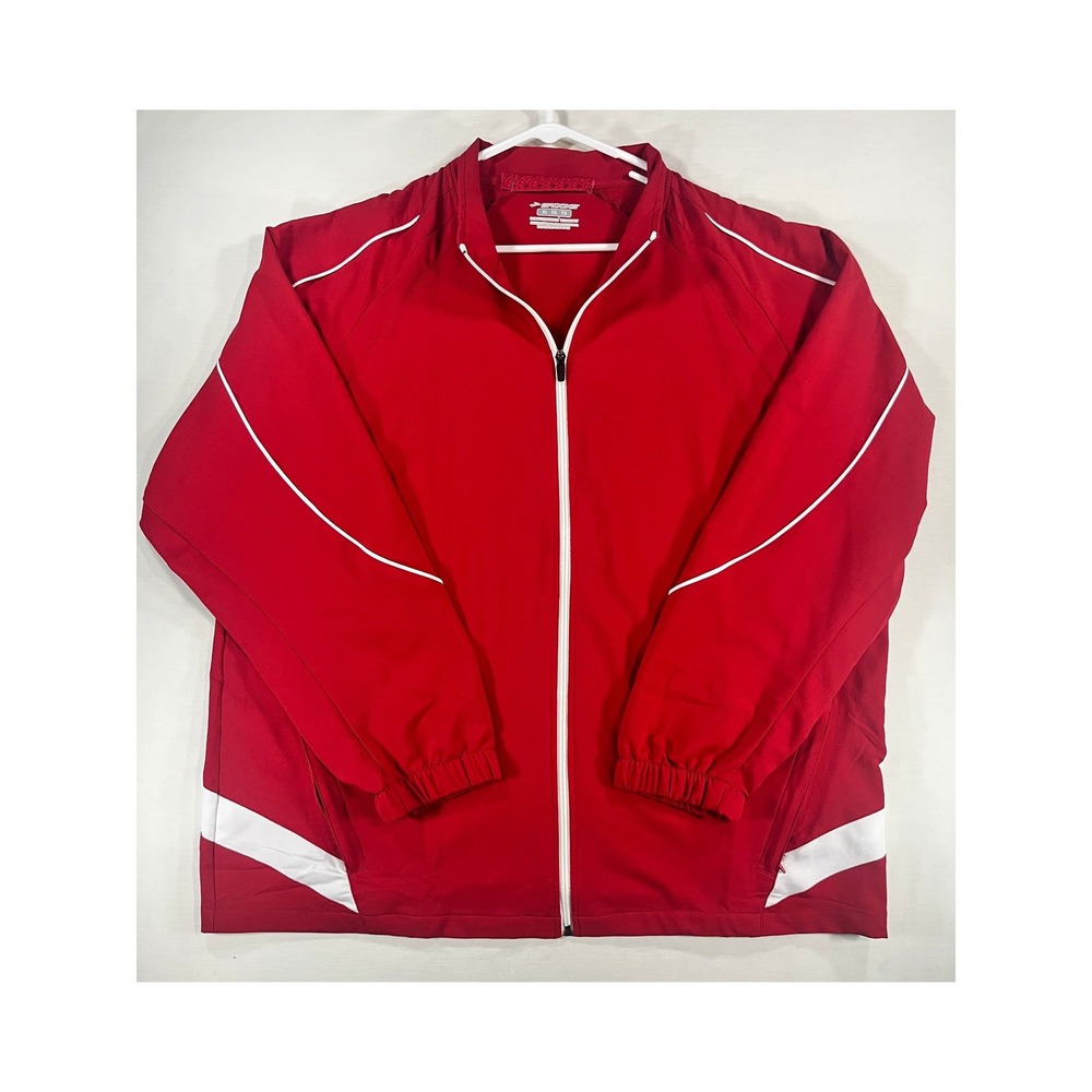 Brooks Mens XL‎ Red Equilibrium Technology Full Zip Running Track Jacket White